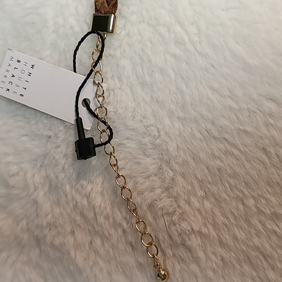 White House Black Market Leather Choker With Oval Stone Pendant & Rhinestones - Picture 8 of 10